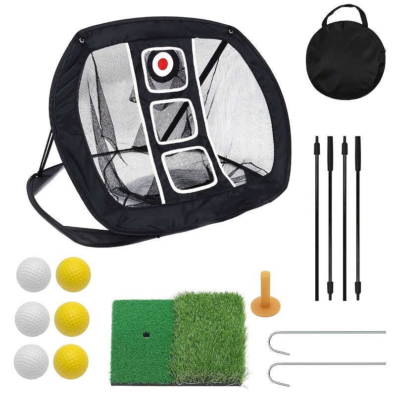 Portable Golf Chipping Net Set with Mini Hitting Mat